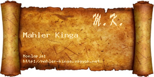 Mahler Kinga névjegykártya